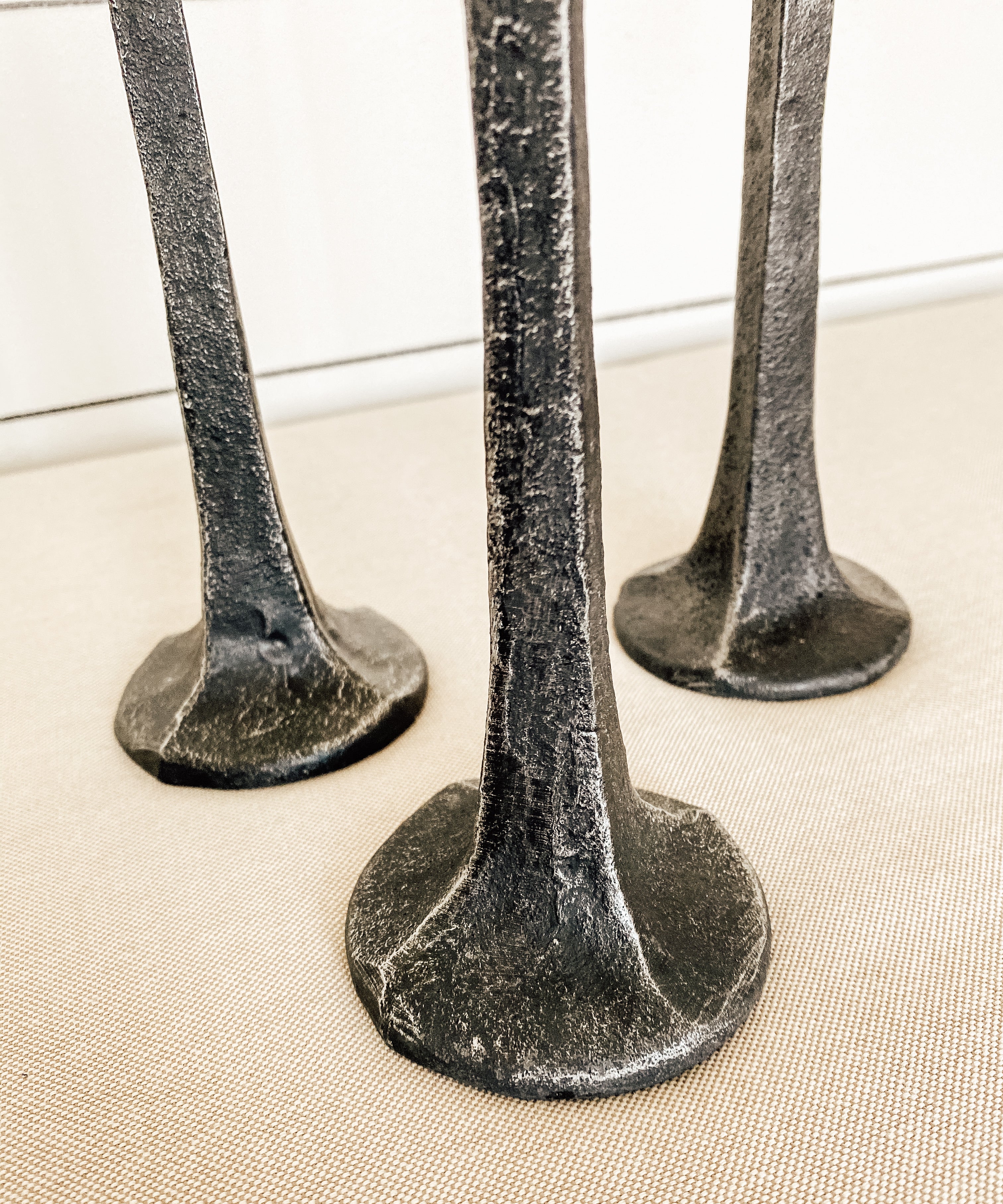 Hand Forged Metal Candle Holders- Set of 3
