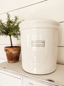White Cottage Stoneware Stoneware Crock- Large