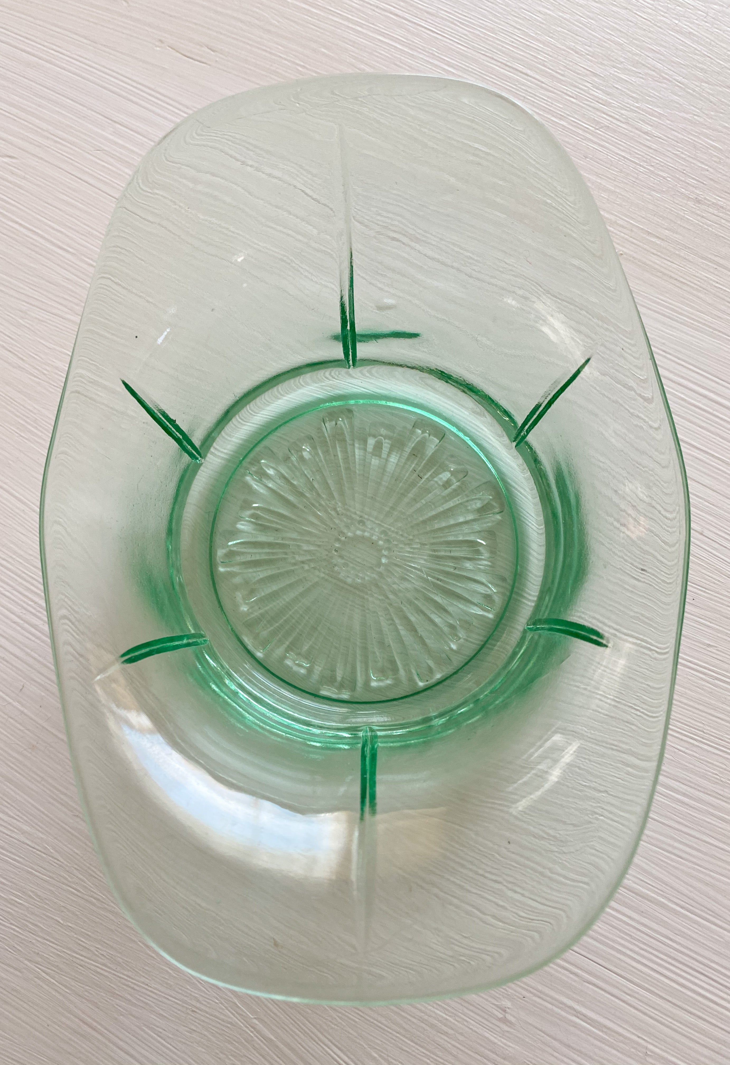Oval Green Glass Dish