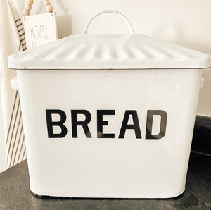 White Enamelware Bread Box
