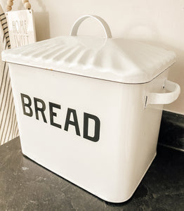 White Enamelware Bread Box