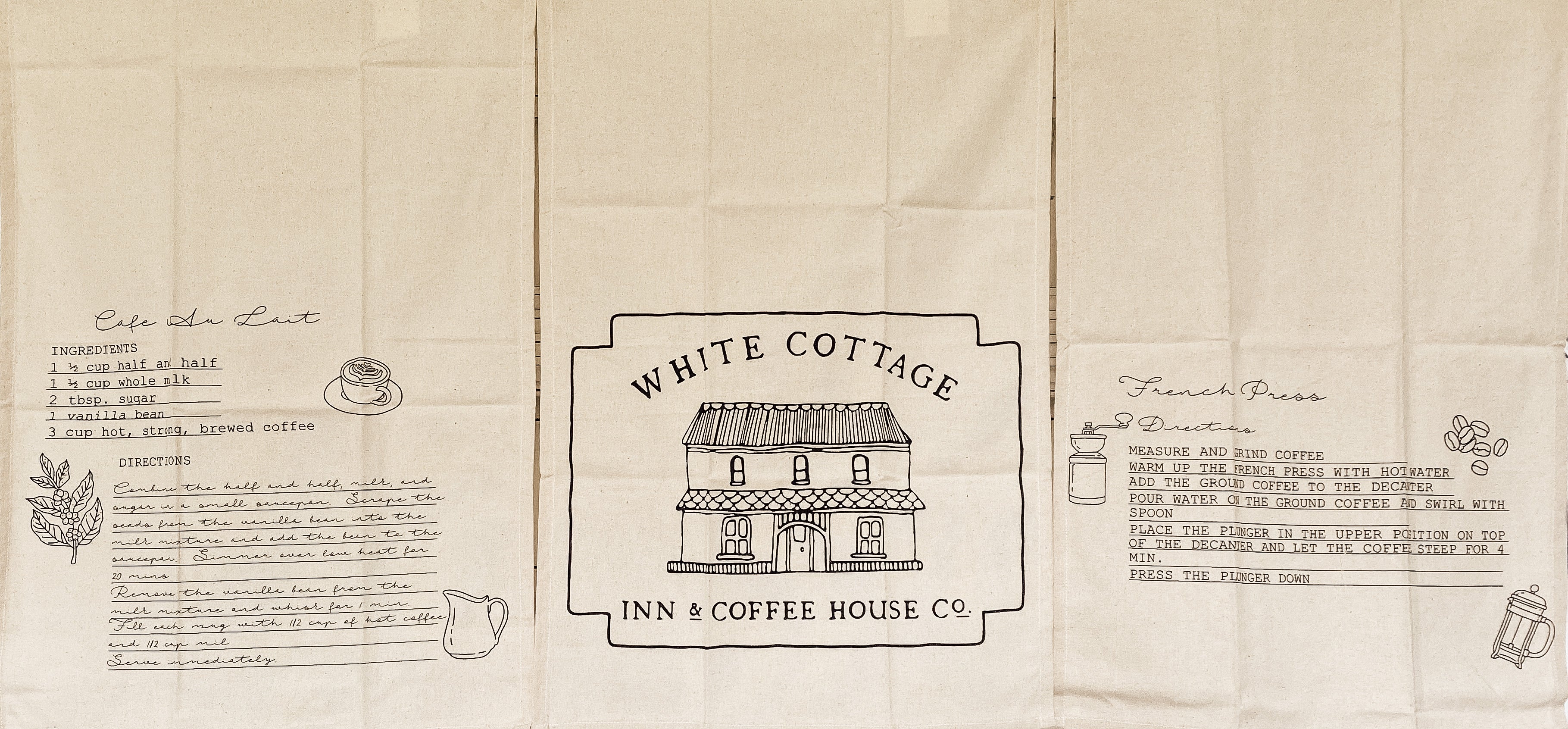 White Cottage Coffee Tea Towels
